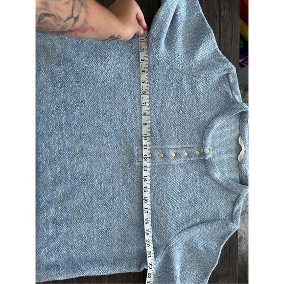 Soft Surroundings El Chate Heather Blue Long Sleeve Henley Top Size L Sweater - Picture 10 of 11